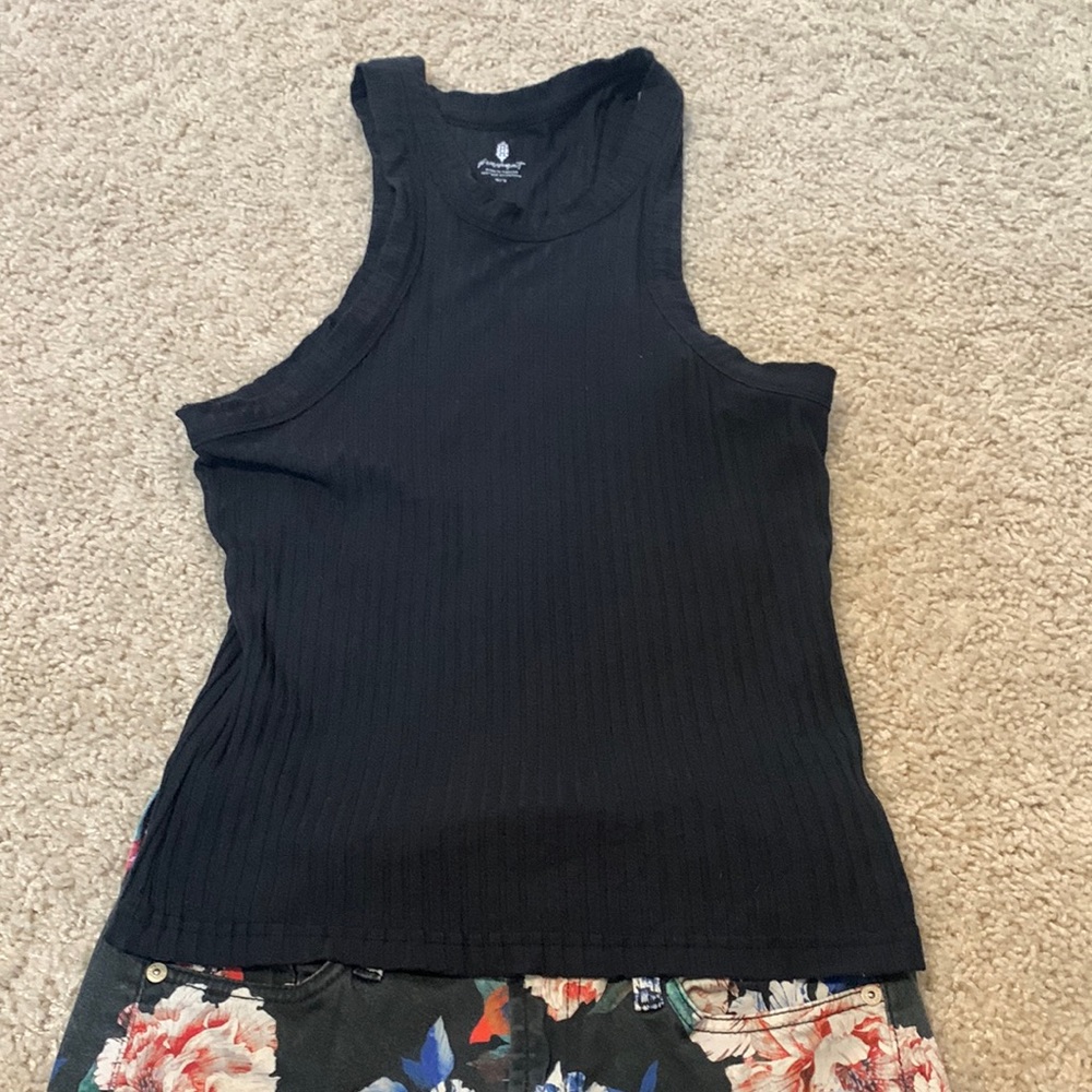Free people black high neck ribbed tank